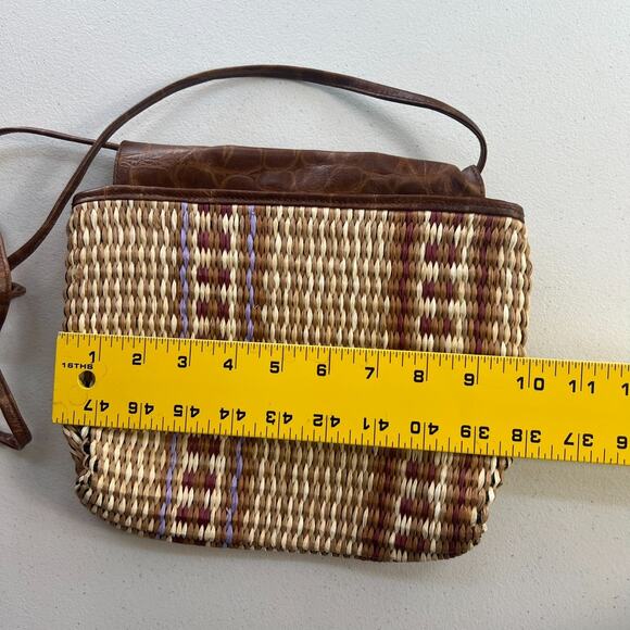 Paola Del Lungo Purse Handwoven Raffia Leather Top and Strap - Picture 5 of 12